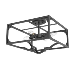 Hunter Fans 16" Highland Hill Semi-Flush Mount Rustic Iron Ceiling Light, 4 Bulb, Dimmable, Indoor Use, Elegant Design - 1 of 1