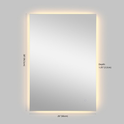 Nora 44" x 32" Sleek Frameless Anti-Fog LED Bathroom Vanity Mirror with Tri-Color Light