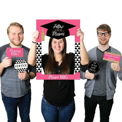 Big Dot of Happiness Dream Big - Graduation Party Selfie Photo Booth Picture Frame & Props - Printed on Sturdy Material