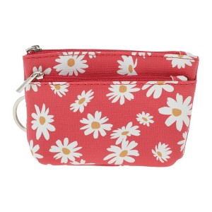 Unique Bargains Two Zippered Pockets Floral Coin Purse Wallet 1 Pc - 1 of 4