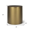 HomeRoots 22" Antiqued Gold And Brown Metal And Solid Wood Drum End Table With Storage - 3 of 4
