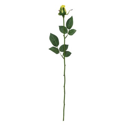 Allstate Floral 23" Yellow and Green Long Single Stem Budding Rose Artificial Pick