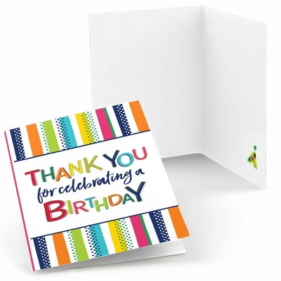 Big Dot of Happiness Cheerful Happy Birthday - Colorful Birthday Party Thank You Cards (8 count)