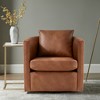 TiramisuBest Saddle Faux Leather Swivel Barrel Chair,Brown - 2 of 4