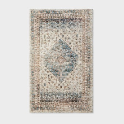 Photo 1 of 3x5 Light Distressed Diamond Persian Style Rug Neutral - Threshold designed with Studio McGee