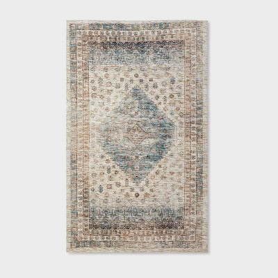 3'x5' Light Distressed Diamond Persian Rug Neutral - Threshold™ designed with Studio McGee