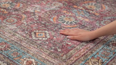 Vintage Red and Multi Flat Woven Washable Area Rug