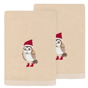 Linum Home Textiles Christmas Baby Owl - Embroidered Luxury 100% Turkish Cotton Hand Towels (Set of 2) - 1 of 3