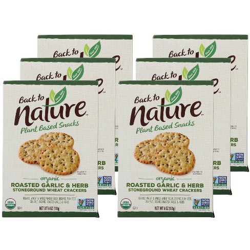 Back To Nature Roasted Garlic & Herb Stoneground Wheat Crackers - Case ...