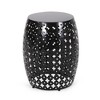 Modern Iron Patio Side Table with Cross-Cut Design, Powder-Coated Frame, Barrel Outdoor End Table, Patio End Tables -Christopher Knight Home - 4 of 4