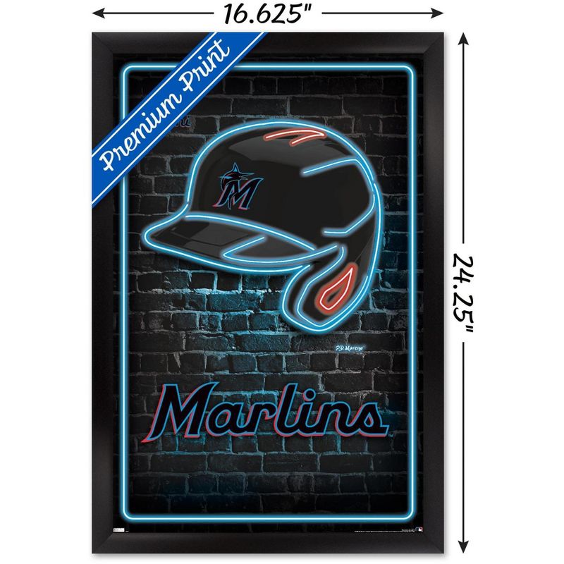 Trends International MLB Miami Marlins - Neon Helmet 23 Framed Wall Poster Prints, 3 of 7