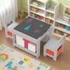 Kids Art Table and Chair Set, 3 In 1 Activity Table with 2 Chairs, Bookshelves, Drawers and Detachable Tabletop, Toddlers Craft Table Art Desk - 2 of 4