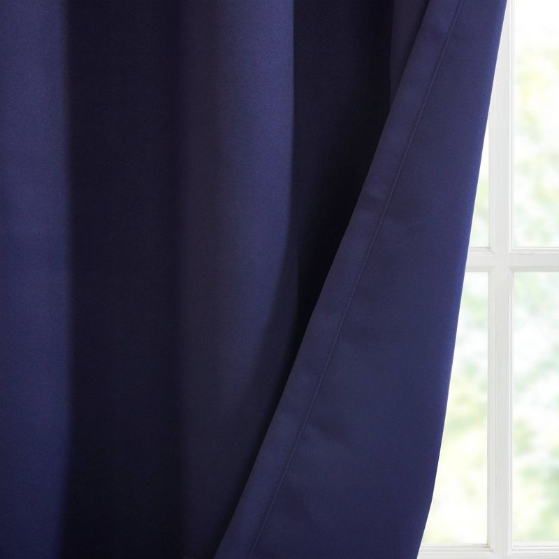 Set of 2 Aljed Solid Blackout Triple Weave Grommet Top Curtain Panels Blue, 5 of 7