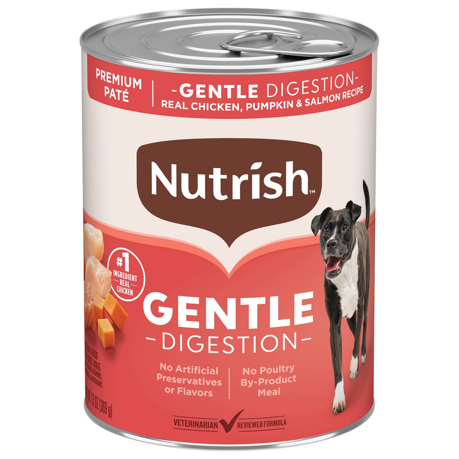 Nutrish Gentle Digestion Premium Paté Real Chicken, Pumpkin and Salmon Recipe Wet Dog Food - 13oz