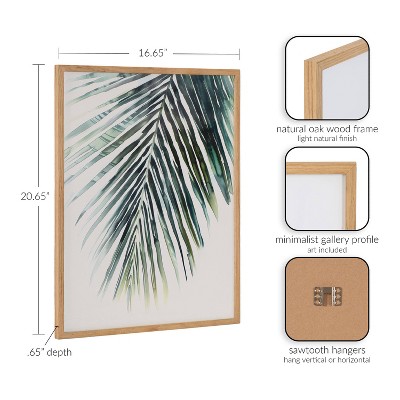 Natural Oak Framed Tropical Botanical Palm Print Art 16x20