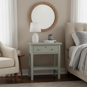 Sapphtopaz Modern Nightstand with 1 Drawer Night Stand with Faux Keyhole Accents & Wooden Round Handle Bedside Table for Bedroom, Living Room - 1 of 4