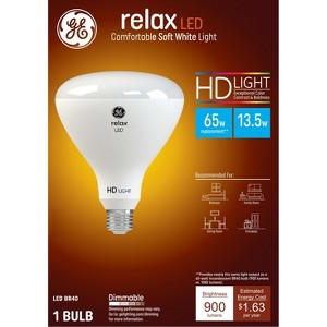 GE 65W Relax BR40 LED Indoor Floodlight Bulb Soft White: Dimmable, Energy Star Certified, 900 Lumens, E26 Base - 1 of 4