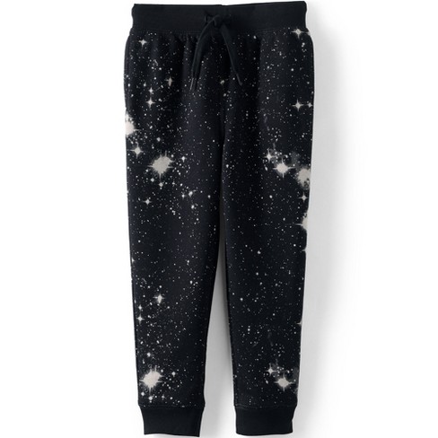 Lands' End Kids Iron Knee Pattern Fleece Jogger Sweatpants - Large - Black  Galaxy Print