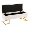 LumiSource 41" Midas Glam Storage Bench Steel/Velvet Gold/White: Upholstered Ottoman with Lift-Top, Tufted Design - 2 of 4