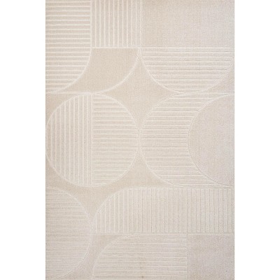 Ivory Geometric Arch Scandi Striped Synthetic Area Rug 5' x 8'