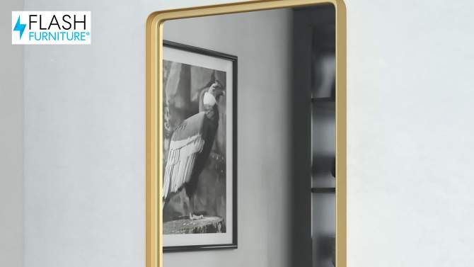 Flash Furniture Janinne 20"x30" Rectangle Gold Metal Deep Framed Wall Mirror - Large Accent Mirror for Bathroom, Entryway, Dining Room, & Living Room, 2 of 14, play video