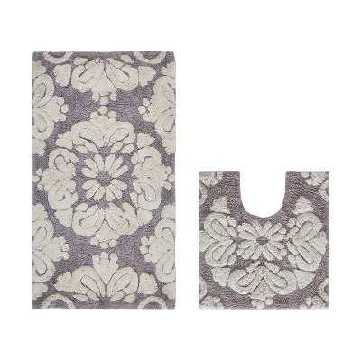 Medallion Collection 2 Piece 100% Cotton Tufted Bathroom Rug Set  with Non-Slip Backing, Machine Washable, Tumble Dry Bath Mat