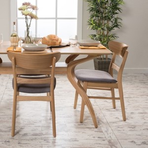 GDFStudio Isador Mid Century Modern Fabric Upholstered Wood Dining Chairs (Set of 2) - 1 of 4