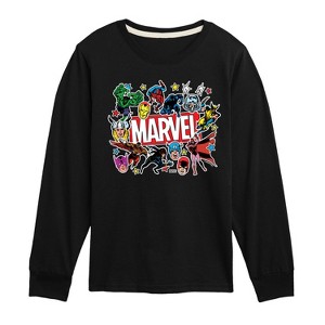 Boys' - Marvel - Avengers Sticker Collage Long Sleeve Graphic T-Shirt - 1 of 3