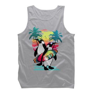 Men's Design By Humans Penguin Summer Vacation By clingcling Tank Top - 1 of 4