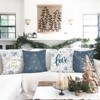 Winter Throw Pillow Covers 18 x 18 Inch Home Sweet Home Snowflake Xmas Tree Deer Blue Grey - 4 of 4