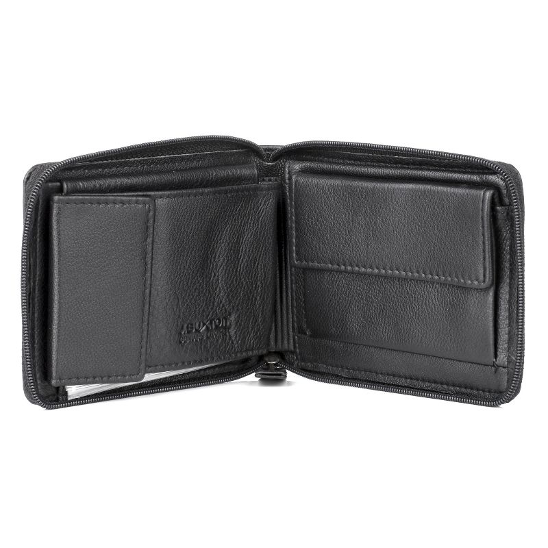 J. Buxton Emblem Zip-Around Billfold Leather Wallet - Black, 3 of 8