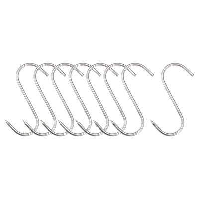 Unique Bargains Stainless Steel S-Shaped Utility Fish Beef Hanging Meat Hook 8 Pcs