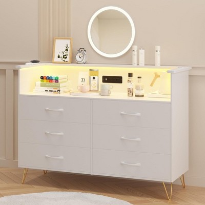 Dresser with LED Light for Bedroom 6 Drawer