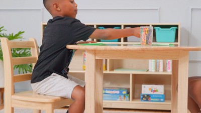 Natural Rubberwood Ladderback Kids Chairs with Storage, 2-Pack