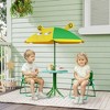 Qaba Kids Picnic Table and Chair Set, Outdoor Activity Table with 2 Foldable Chairs, Removable Umbrella, for Backyard, Garden - 3 of 4
