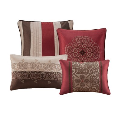 California King Red Jacquard Microfiber 24-Piece Bedding Set