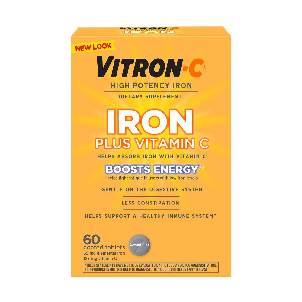 Photos - Vitamins & Minerals Emerson Vitron-C Iron with Vitamin C Immune Support Vegan Supplement Tablet - 60ct: Certified Gluten-Free, Iron Fortified 
