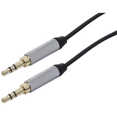Monoprice Audio Cable - 6 Feet - Black | 3.5mm Stereo Male Plug to 3.5mm Stereo Male Plug, Gold Plated