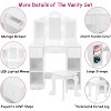 31.5'' Kids Vanity Set w/Tri-Fold Mirror & Stool, 2-In-1 Wooden Toddler Vanity Table with Stool, Convertible to Desk, CPSIA Certified (Pink/White) - 3 of 4