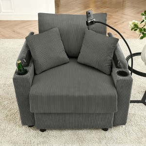 NicBex Couches for Living Room Accent Chair Sofa with Storage Armrest, Comfy Corduroy Upholstered Sofa Couch with Cup Holders and a Phone Holder - 1 of 4