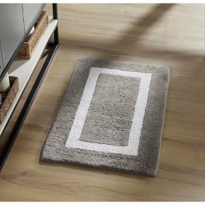 Hotel Bath Rug 100% Premium Cotton Tufted Two Tone Reversible Bathroom Rug, Soft & Water Absorbent, Machine Washable Bath Mat - 1 of 4