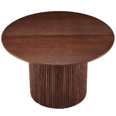 CENGHU Wood Round Dining Table for 4, Modern Farmhouse Kitchen Table, End Table with Wood Strip Base for Kitchen, Living Room, Dining Room