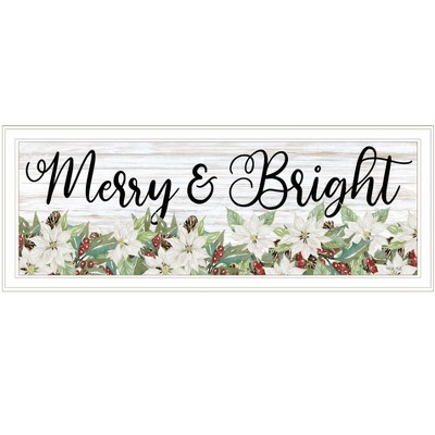 HomeRoots Merry and Bright White Framed Print Wall Art