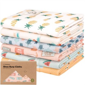 6pk Shea Baby Burp Cloths for Baby Boys and Girls, Organic Burping Cloths for Babies, Newborn - 1 of 4