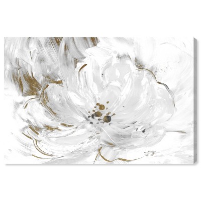Oliver Gal 10" x 15" Camelia Morning Abstract Unframed Canvas Wall Art in White : Modern Decor for Bedroom Walls