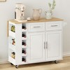 NicBex Modrn Kitchen Island with Drop-Leaf Countertop & Drawers,Mobile Rolling Kitchen Cart with Racks,Storage Cabinet Folding Dining Table - 4 of 4