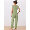 cheibear Women's Short Sleeve Top with Long Pants Modal Casual 2 Piece Loungewear Set - 3 of 4