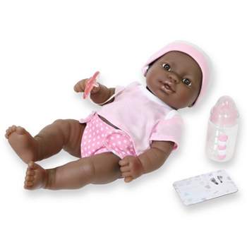 JC Toys La Newborn 14 All-Vinyl Baby Doll and Deluxe Pink Lafayette Gift  Set - African American 