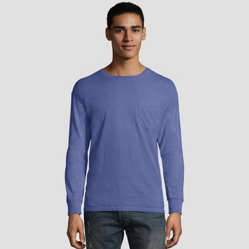 Styrke Suradam Montgomery Hanes Men's Long Sleeve 1901 Garment Dyed Pocket T-shirt - Deep Blue Xl :  Target