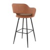 Fixed Faux Leather Contemporary Bar Stool with Low Back and Metal Legs for Home Bar or Kitchen (Set of 2) - 4 of 4